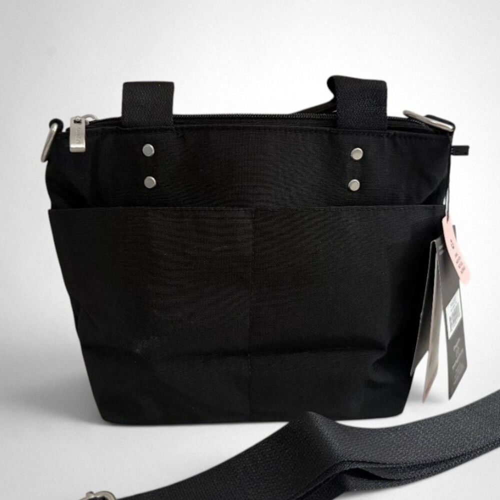 Baggillini Black Mini Carryall Tote Bag, NEW with tags! 10.75"W x 7.5"H x 4"D - Picture 5 of 10